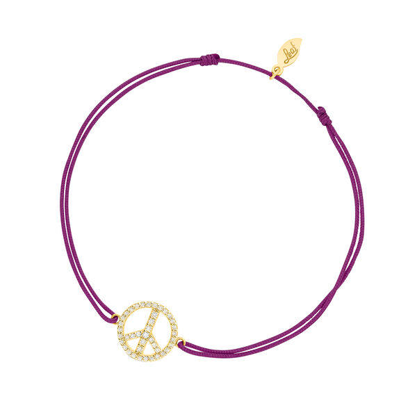 Glcksarmband PEACE mit Zirkonia, 18 K Gelbgold vegoldet, Bordeaux