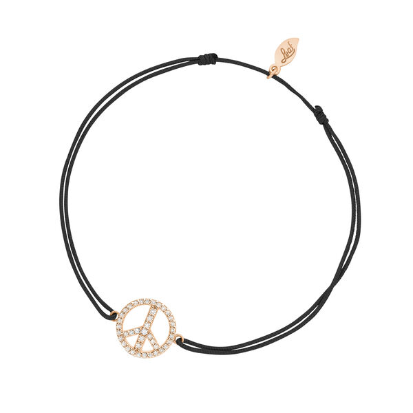 Glcksarmband PEACE mit Zirkonia, 18 K Rosegold vegoldet, Schwarz