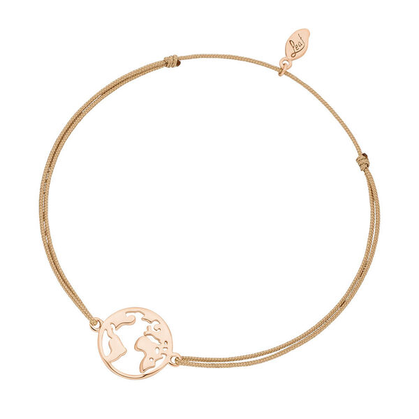 Glcksarmband Weltkugel, 18 K Rosegold vergoldet, Beige