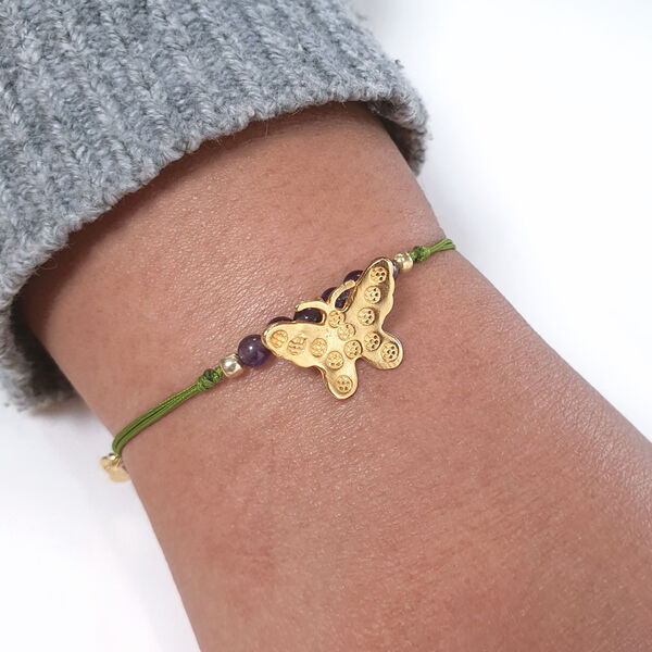Glcksbndchen BUTTERFLY, Blauer Achat