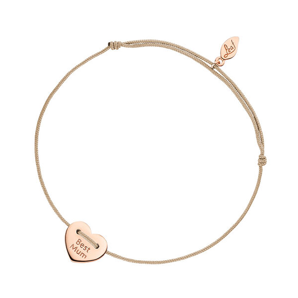 Glcksbndchen Best Mum, 18 K Rosegold vergoldet, Beige