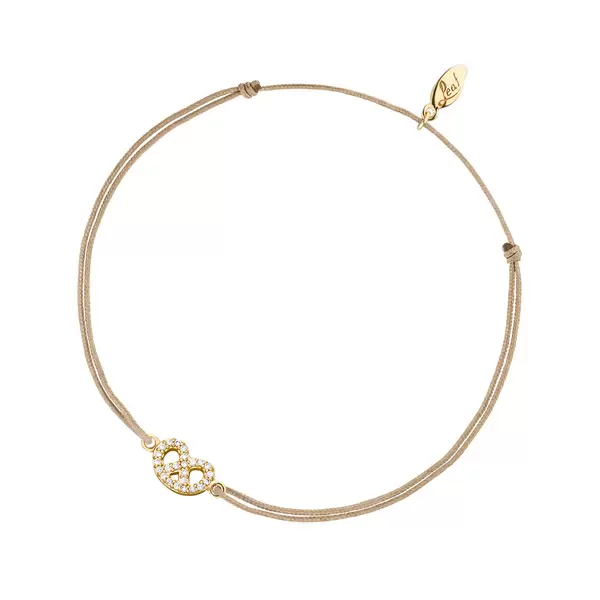 Leaf Jewelry Glücksbändchen "Brezn" mit Zirkonia, 18 K Gelbgold vergoldet, Beige