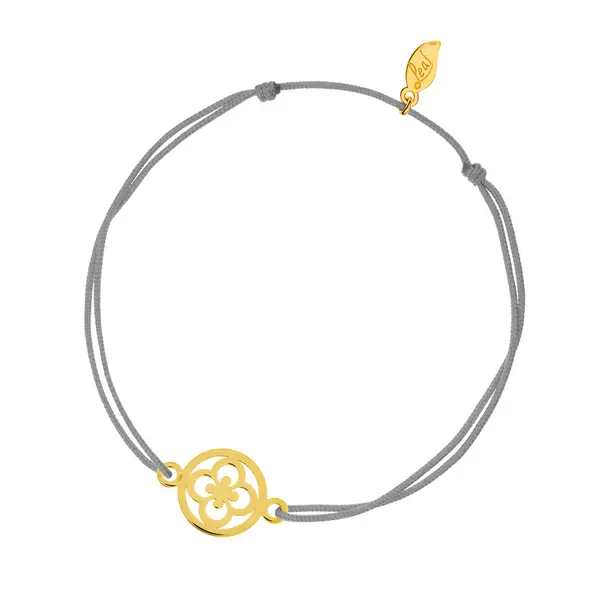 Leaf Jewelry Glücksbändchen Clover, 14 K Gelbgold, Grau