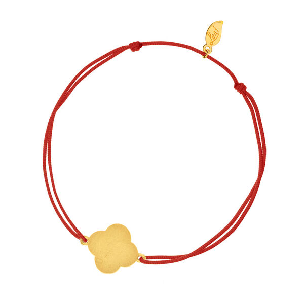 Glücksbändchen Clover-Disc, matt, Gelbgold vergoldet, rot