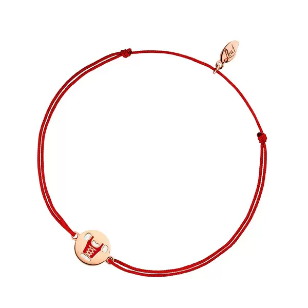 Leaf Jewelry Glücksbändchen "Dirndl", 18 K Rosegold vergoldet, Rot