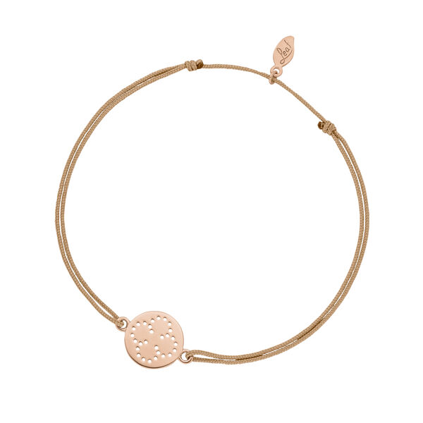 Glcksbndchen Disc CLOVER, Rosgold vergoldet, Beige