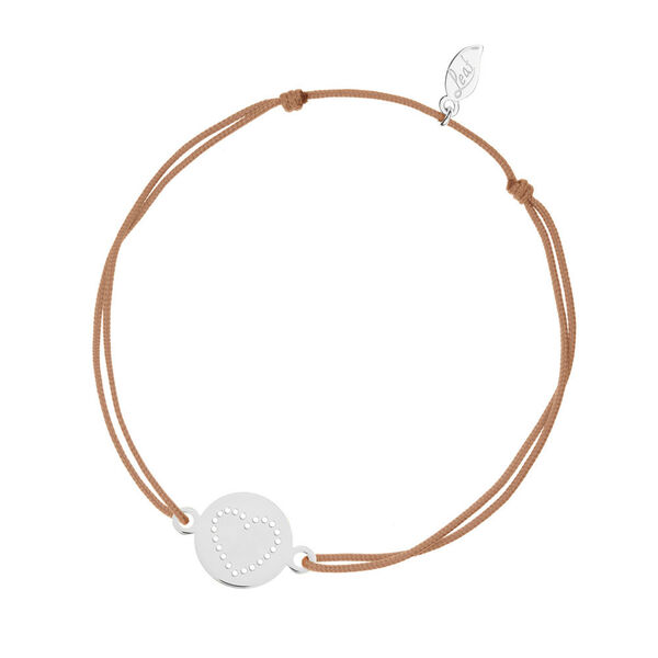 Glcksbndchen Disc HEART, 14K Weissgold, Beige