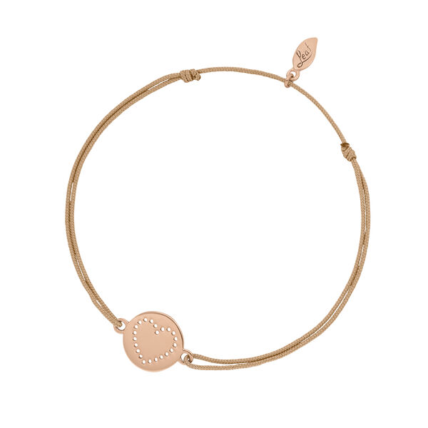 Glcksbndchen Disc HEART, Rosgold vergoldet, beige