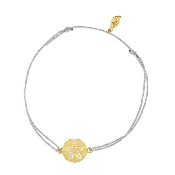 Glcksbndchen Disc STAR, Gelbgold vergoldet, Grau