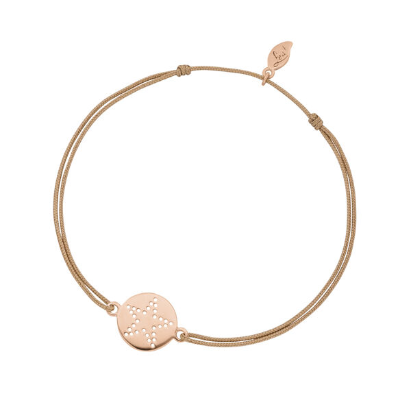 Glcksbndchen Disc STAR, Rosgold vergoldet, Beige
