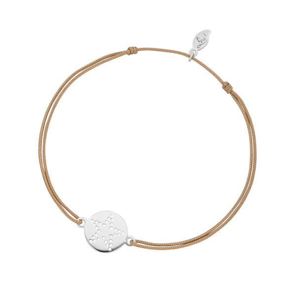 Glcksbndchen Disc STAR, Silber, Beige