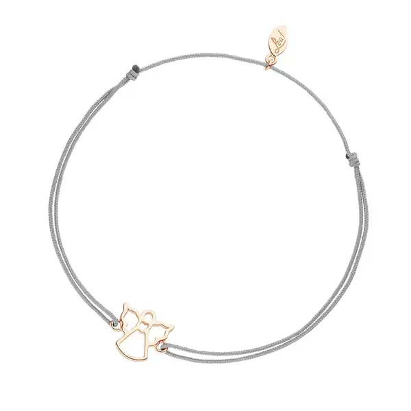 Leaf Jewelry Glücksbändchen Engel, Grau, 18K Rosegold vergoldet