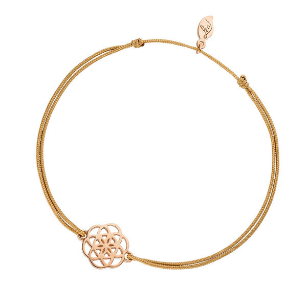 Glcksbndchen Flower of Life, 18K Rosegold vergoldet, Beige