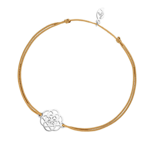 Glcksbndchen Flower of Life, 925 Sterlingsilber, Beige