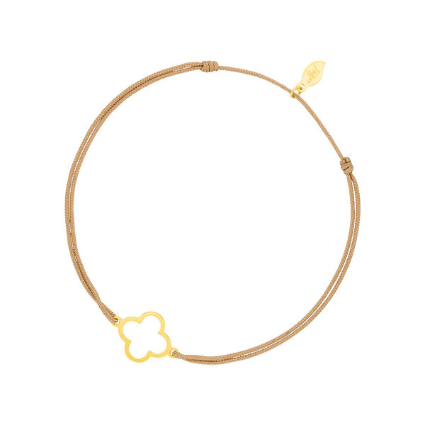 Glcksbndchen GENTLE CLOVER, 14 K Gelbgold, Beige