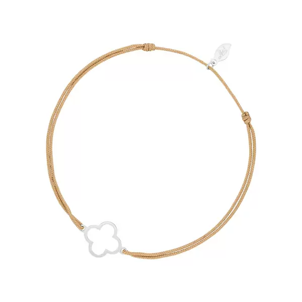 Leaf Jewelry Glücksbändchen GENTLE CLOVER, 14 K Weißgold, Beige