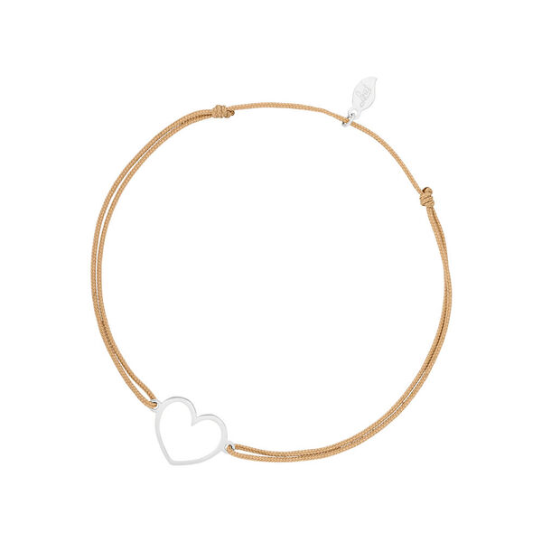 Glcksbndchen GENTLE HEART, 14 K Weigold, Beige