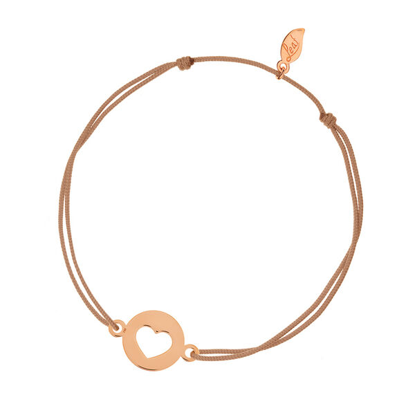 Glcksbndchen Heart, 14 K Rosegold, Beige