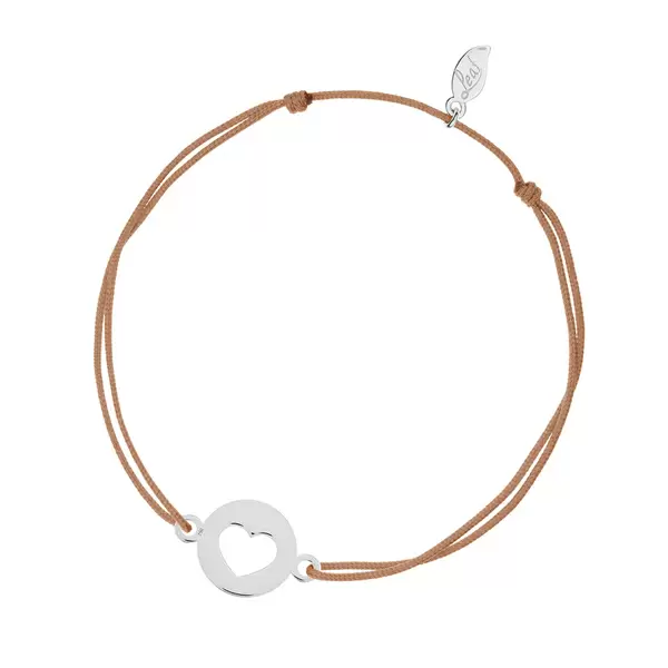 Leaf Jewelry Glücksbändchen Heart, 14 K Weißgold, Beige