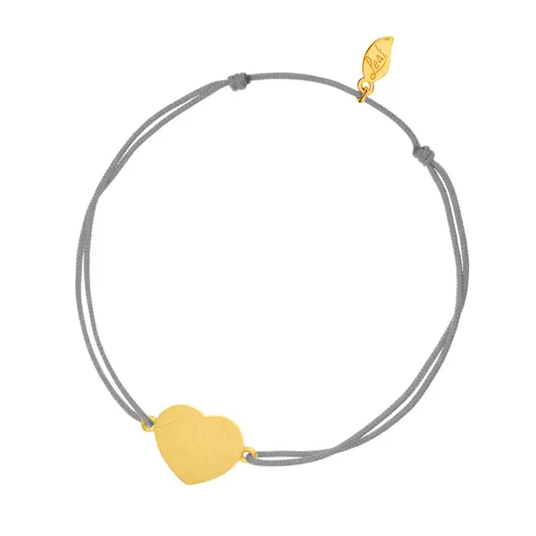 Leaf Jewelry Glücksbändchen Heart-Disc, matt, Gelbgold vergoldet, grau