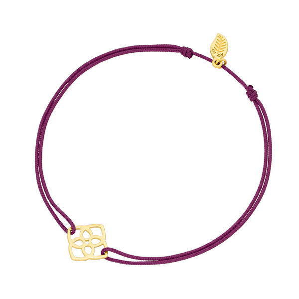 Glcksbndchen Heart Flower, 18 K Gelbgold vergoldet, Bordeaux