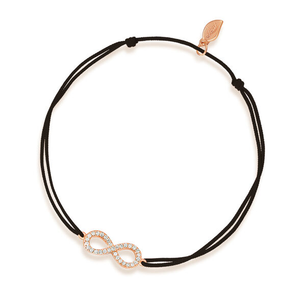 Glcksbndchen Infinity mit Diamanten, 18 K Rosegold, Schwarz