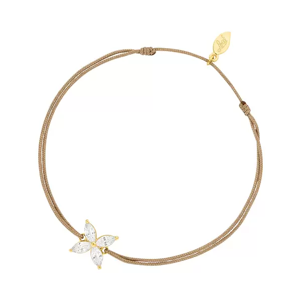 Leaf Jewelry Glücksbändchen Leaf Flower, 18 K Gelbgold vergoldet, Beige