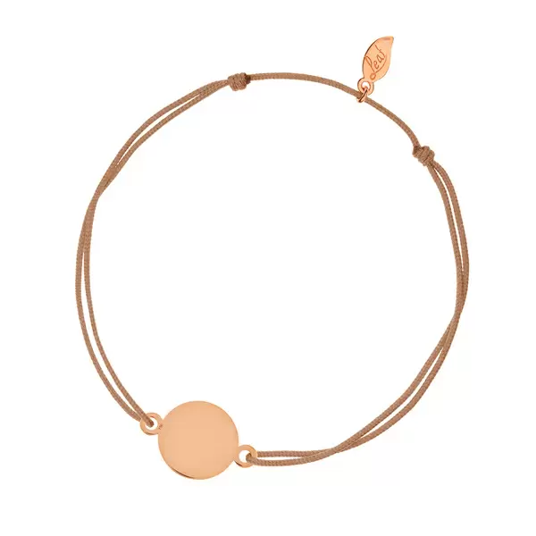 Leaf Jewelry Glücksbändchen Plate, 14 K Rosegold, Beige
