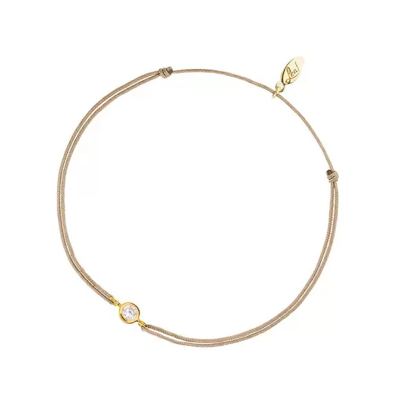 Leaf Jewelry Glücksbändchen Pure, 18 K Gelbgold vergoldet, Beige