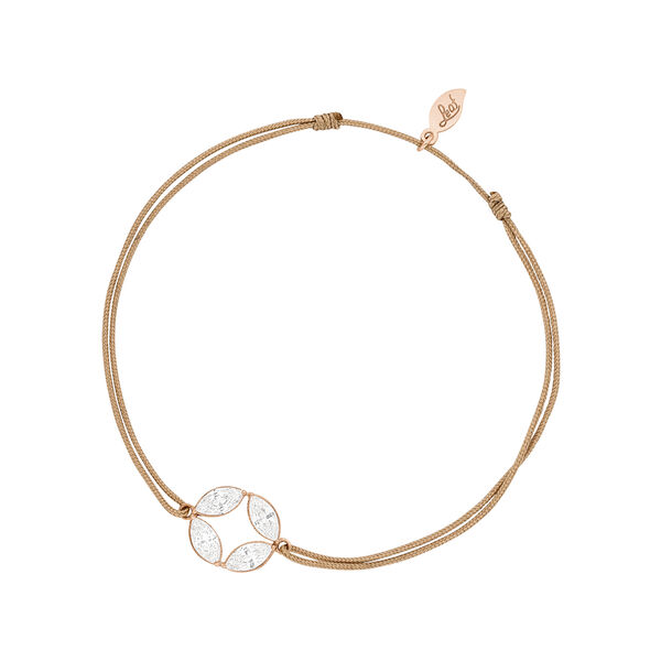 Glcksbndchen Round Flower, 18 K Rosegold vergoldet, Beige