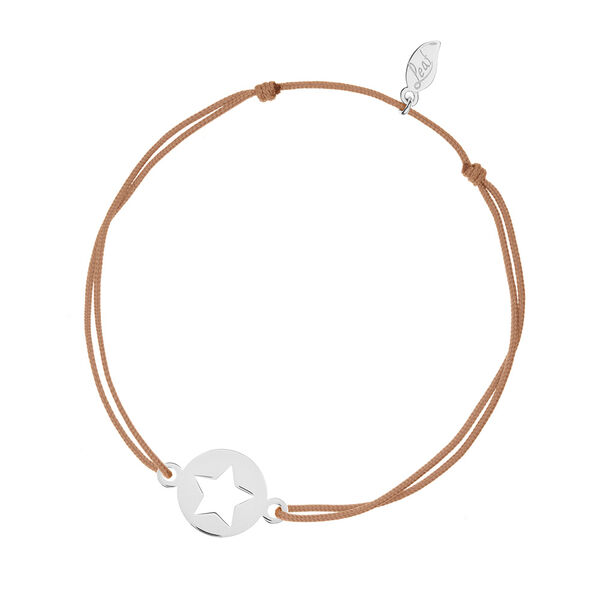 Glcksbndchen Star, 14 K Weigold, Beige