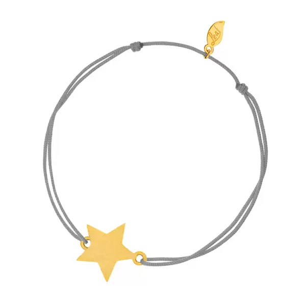 Leaf Jewelry Glücksbändchen Star-Disc, matt, Gelbgold vergoldet , Grau