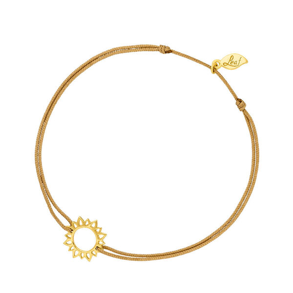 Glcksbndchen Sun Flower, 18 K Gelbgold vergoldet, Beige