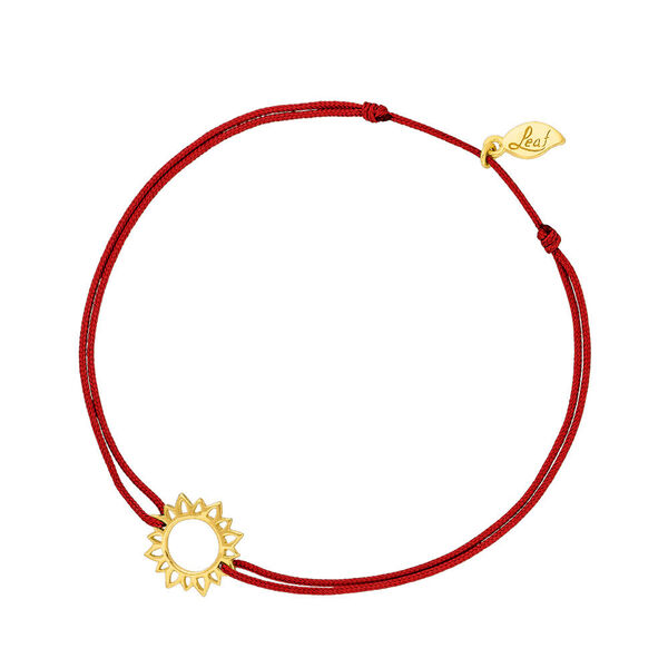 Glcksbndchen Sun Flower, 18 K Gelbgold vergoldet, Rot