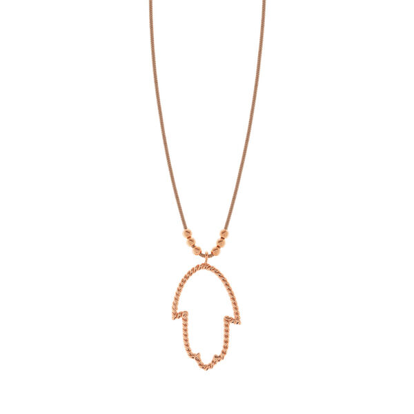 Glckshalskettchen Fatima's Hand, 18 K Rosegold, Beige