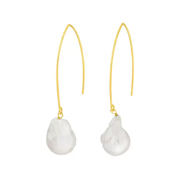 Leaf Jewelry Halbcreole Barockperle, 18 K Gelbgold vergoldet