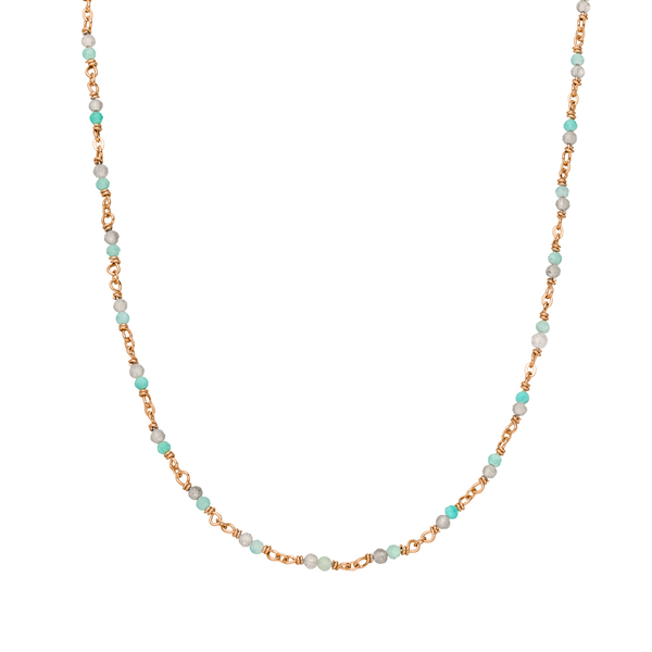 Leaf Jewelry Halskette Amazonit, 18 K Rosegold vergoldet