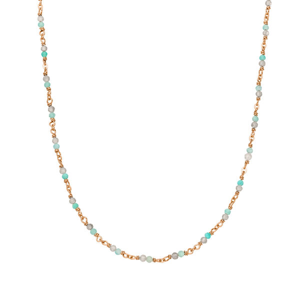 Halskette Amazonit, 18 Karat Rosegold vergoldet