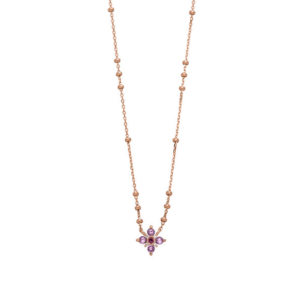 Halskette BLOOM, Amethyst/Rhodolith, 18 Karat Rosegold vergoldet