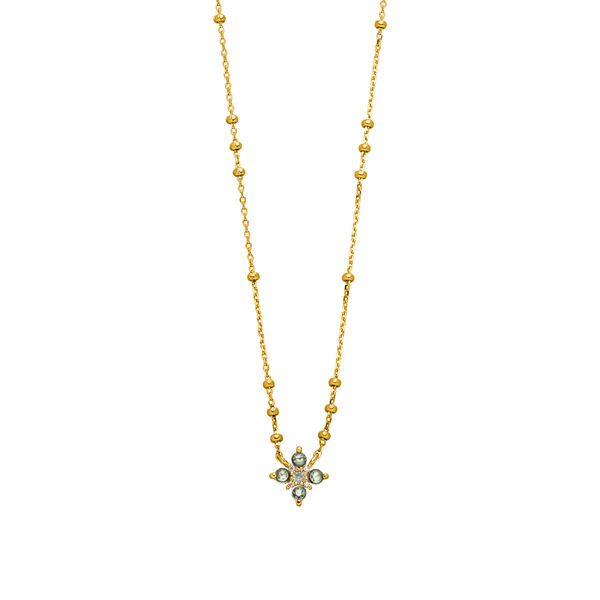 Halskette BLOOM, Labradorit/Aventurin, 18 Karat Gelbgold vergoldet