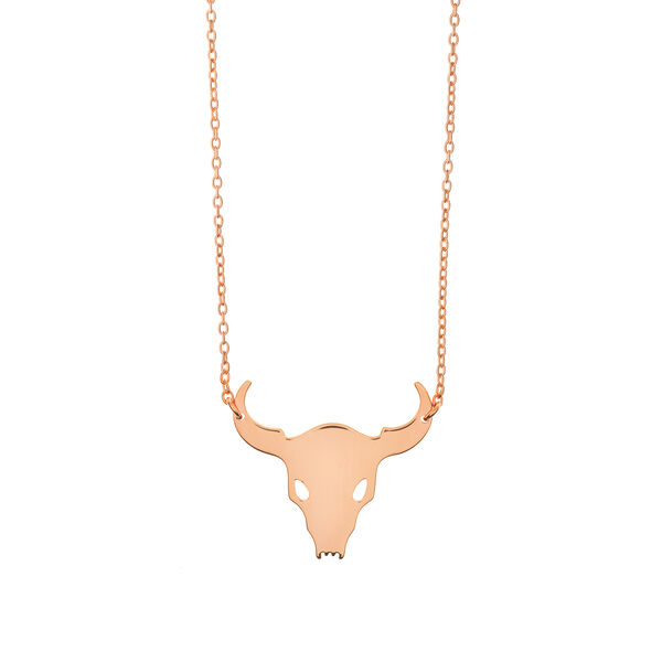 Halskette BULL SKULL, 18 Karat Rosegold vergoldet