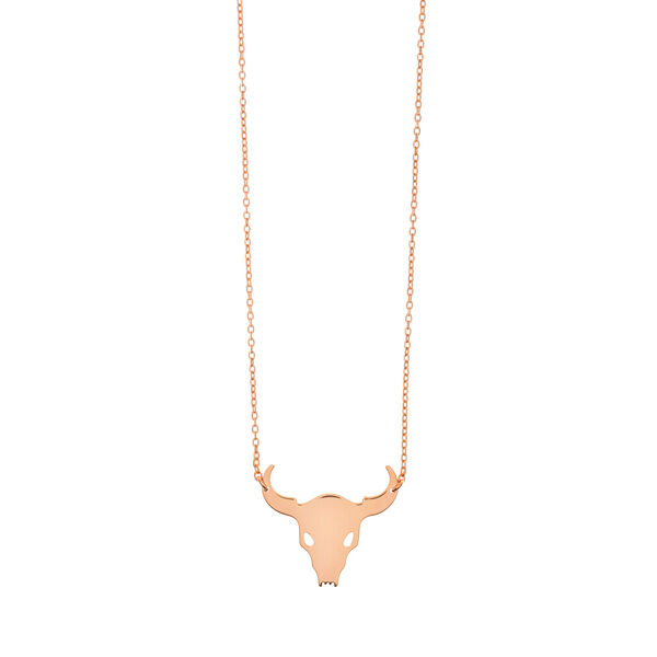 Halskette BULL SKULL, 18 Karat Rosegold vergoldet