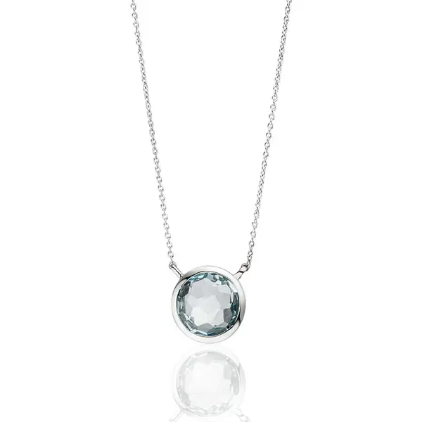 Leaf Jewelry Halskette Blauer Topas, 14 K Weißgold