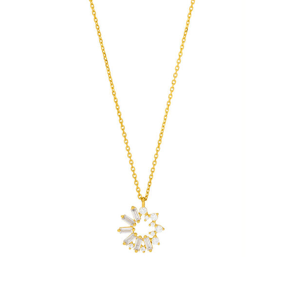 Halskette CUBE FLOWER, Zirkonia, 18 K Gelbgold vergoldet