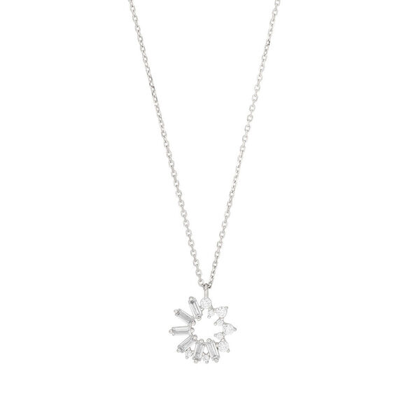 Halskette CUBE FLOWER, Zirkonia, 925 Sterlingsilber, rhodiniert