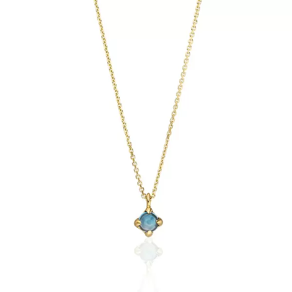 Leaf Jewelry Halskette Cabochon, Blauer Topas, 14 K Gelbgold