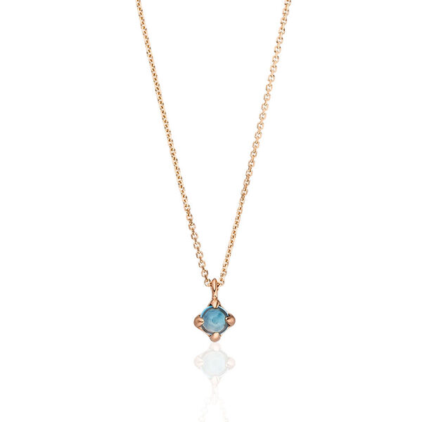 Halskette Cabochon, Blauer Topas, 14 K Rosgold