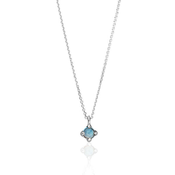 Halskette Cabochon, Blauer Topas, 14 Karat Weigold