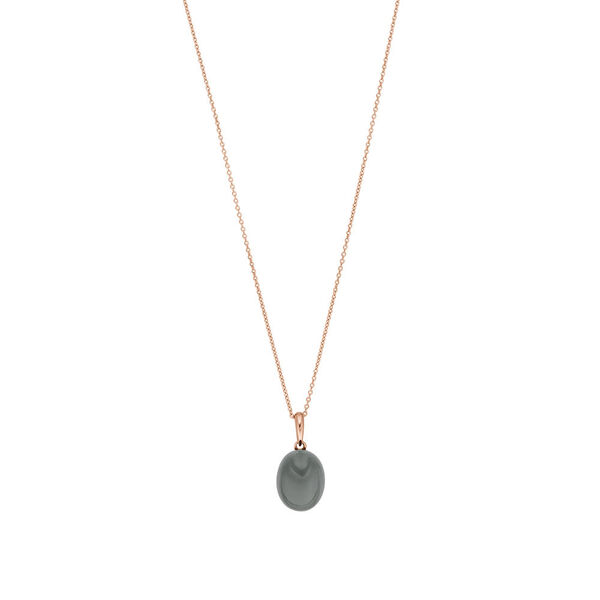 Halskette Cabochon II, 14 K Rosegold, Grauer Mondstein