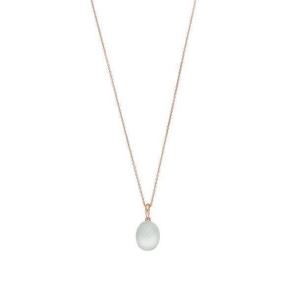 Halskette Cabochon II, 14 K Rosegold, Sea Blue Chalzedon